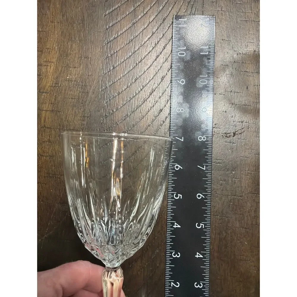 Set of 3 Vintage Cut Glass Wine Goblets Fan Starburst Pattern Elegant Stemware